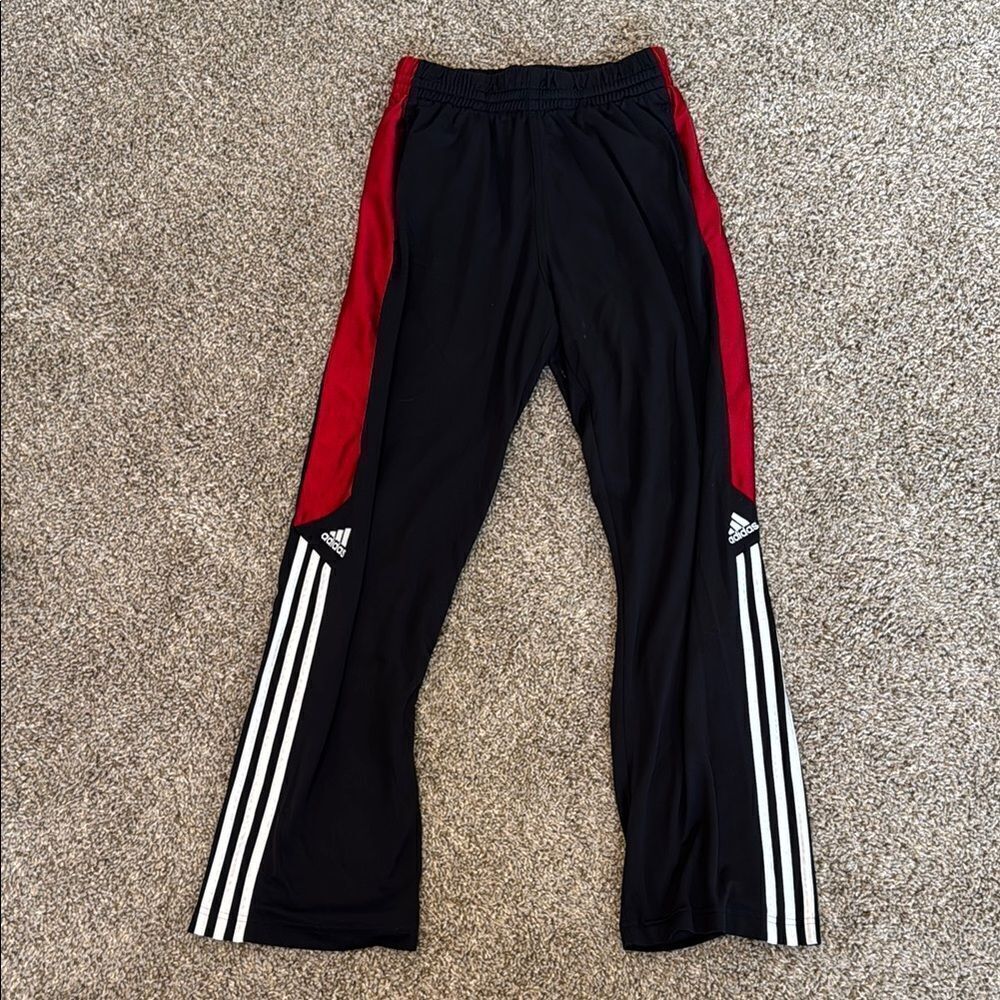 Adidas Black and Red Sweatpants with Signature Stripes